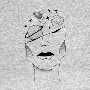 Head of a girl with planets T-Shirt